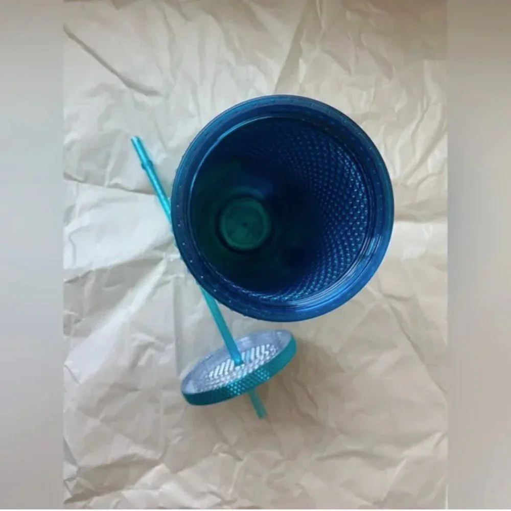 NEW Starbucks Blue Chrome Studded Splash Bling Cold Cup